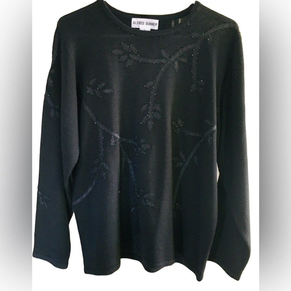 Alfred Dunner Vintage Black Beaded Sweater